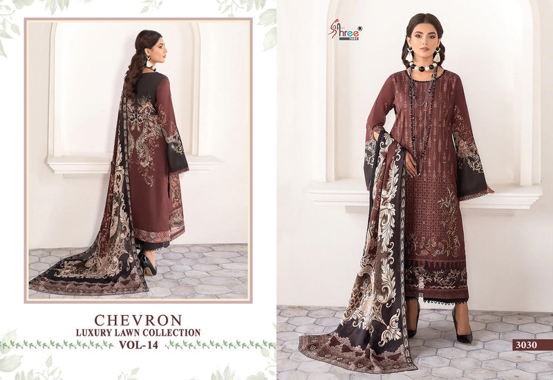 Shree Fabs Chevron Luxury Lawn Collection Vol 14 Pure Lawn Cotton Print Self Patch Work Pakistani Salwar Suit