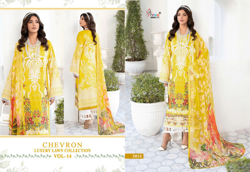 Shree Fabs Chevron Luxury Lawn Collection Vol 14 Pure Lawn Cotton Print Self Patch Work Pakistani Salwar Suit