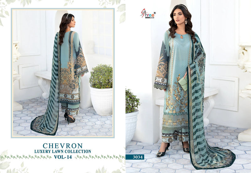 Shree Fabs Chevron Luxury Lawn Collection Vol 14 Pure Lawn Cotton Print Self Patch Work Pakistani Salwar Suit