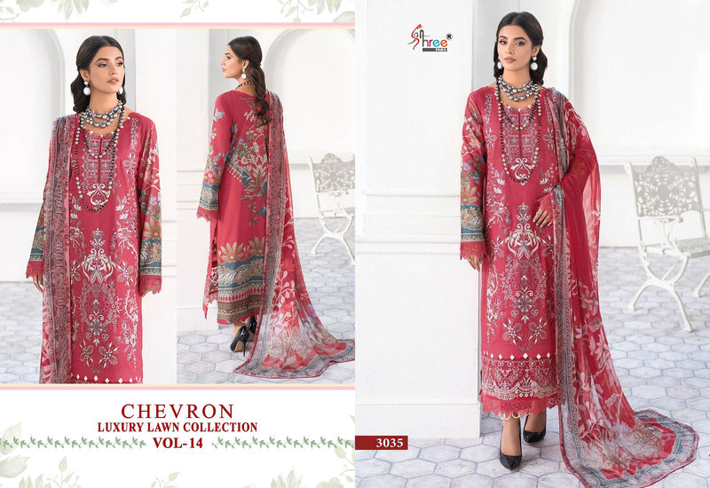 Shree Fabs Chevron Luxury Lawn Collection Vol 14 Pure Lawn Cotton Print Self Patch Work Pakistani Salwar Suit