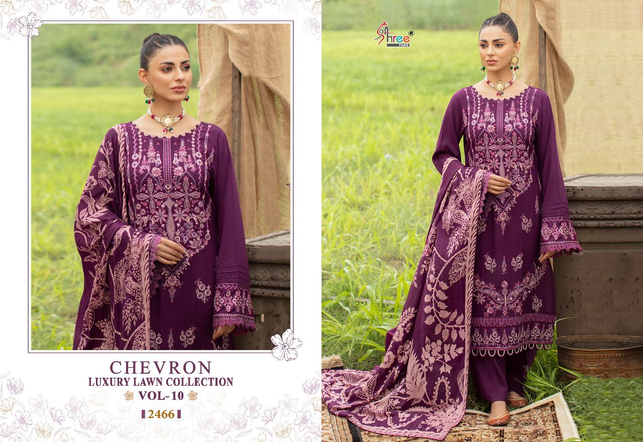 Shree Fabs Chevron Luxury Vol 10 Pure Cotton With Fancy Work Stylish Designer Pakistani Salwar Kameez