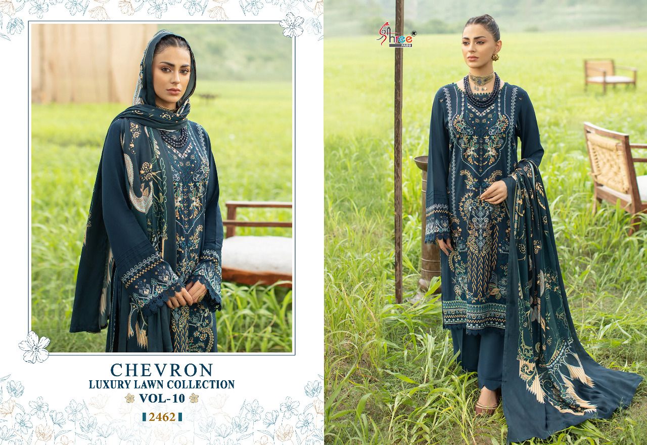 Shree Fabs Chevron Luxury Vol 10 Pure Cotton With Fancy Work Stylish Designer Pakistani Salwar Kameez