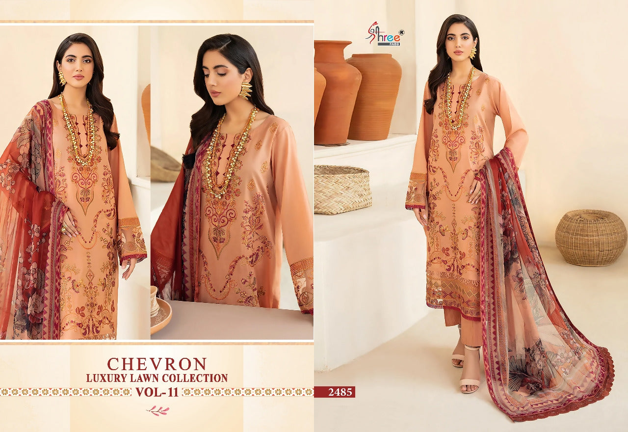 Shree Fabs Chevron Luxury Lawn Cotton Vol 11 With Heavy Embroidery Work Stylish Designer