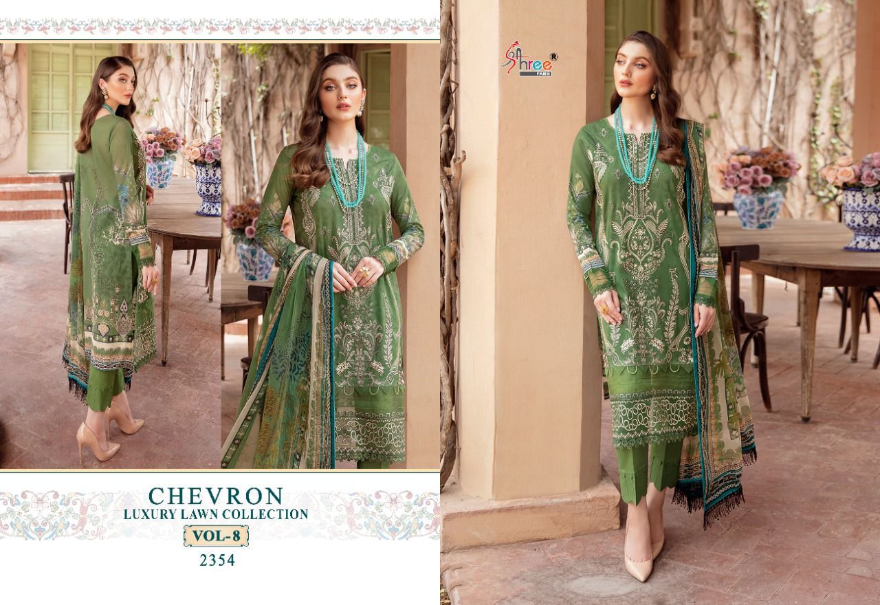 Shree Fab Chevron Luxury Lawn Collection Vol 8 Pure Cotton Stylish Designer With Embroidery Work Stylish Designer Pakistani Salwar Suit