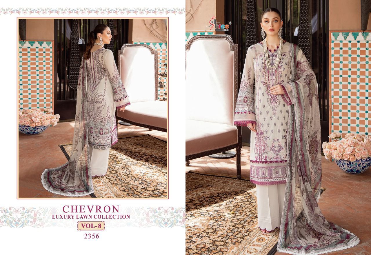 Shree Fab Chevron Luxury Lawn Collection Vol 8 Pure Cotton Stylish Designer With Embroidery Work Stylish Designer Pakistani Salwar Suit