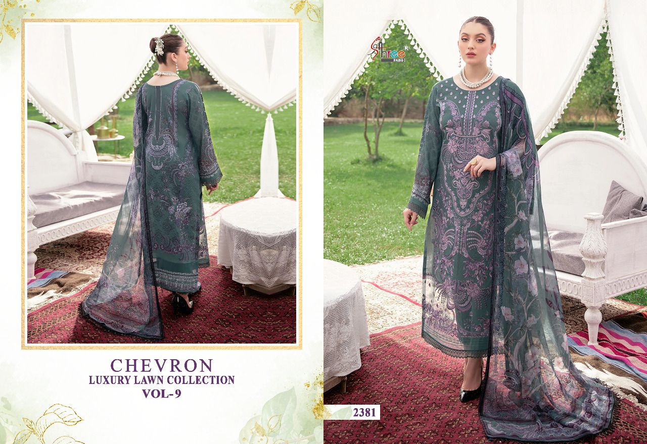 Shree Fabs Chevron Luxury Lawn Collection Vol 9 Pure Chiffon Stylish Designer Pakistani Salwar Kameez