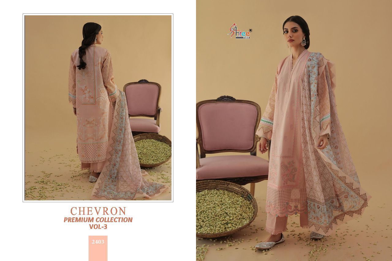 Shree Fabs Chevron Premium Collection Vol 3 Lawn Cotton With Fancy Work Stylish Designer Pakistani Salwar Kameez