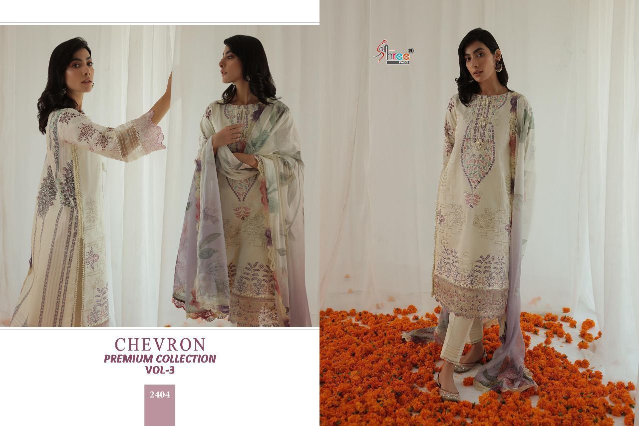 Shree Fabs Chevron Premium Collection Vol 3 Lawn Cotton With Fancy Work Stylish Designer Pakistani Salwar Kameez