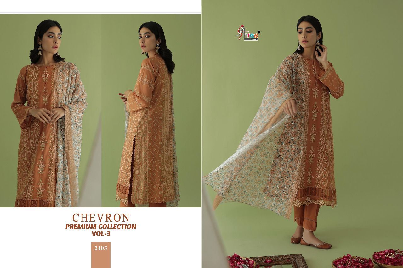 Shree Fabs Chevron Premium Collection Vol 3 Lawn Cotton With Fancy Work Stylish Designer Pakistani Salwar Kameez