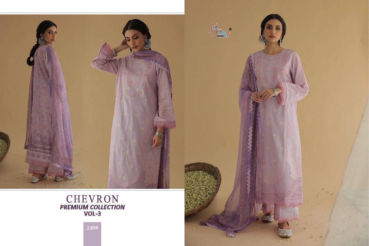 Shree Fabs Chevron Premium Collection Vol 3 Lawn Cotton With Fancy Work Stylish Designer Pakistani Salwar Kameez