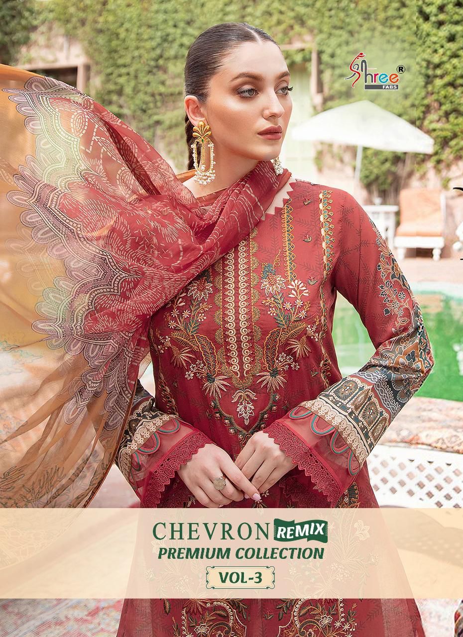 Shree Fabs Chevron Premium Collection Vol 3 Cotton With Heavy Embroidery Work stylish Designer Salwar Kameez