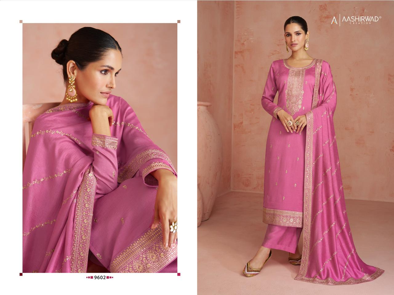 Aashirwad Creation Coco Silk Heavy Embroidery Work Fancy Designer Partywear Salwar Kameez