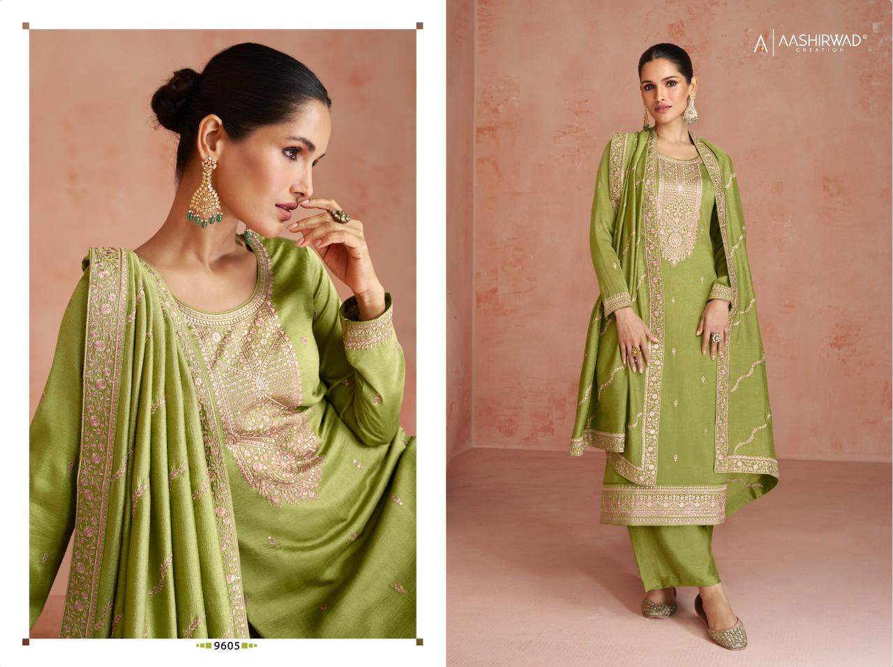 Aashirwad Creation Coco Silk Heavy Embroidery Work Fancy Designer Partywear Salwar Kameez