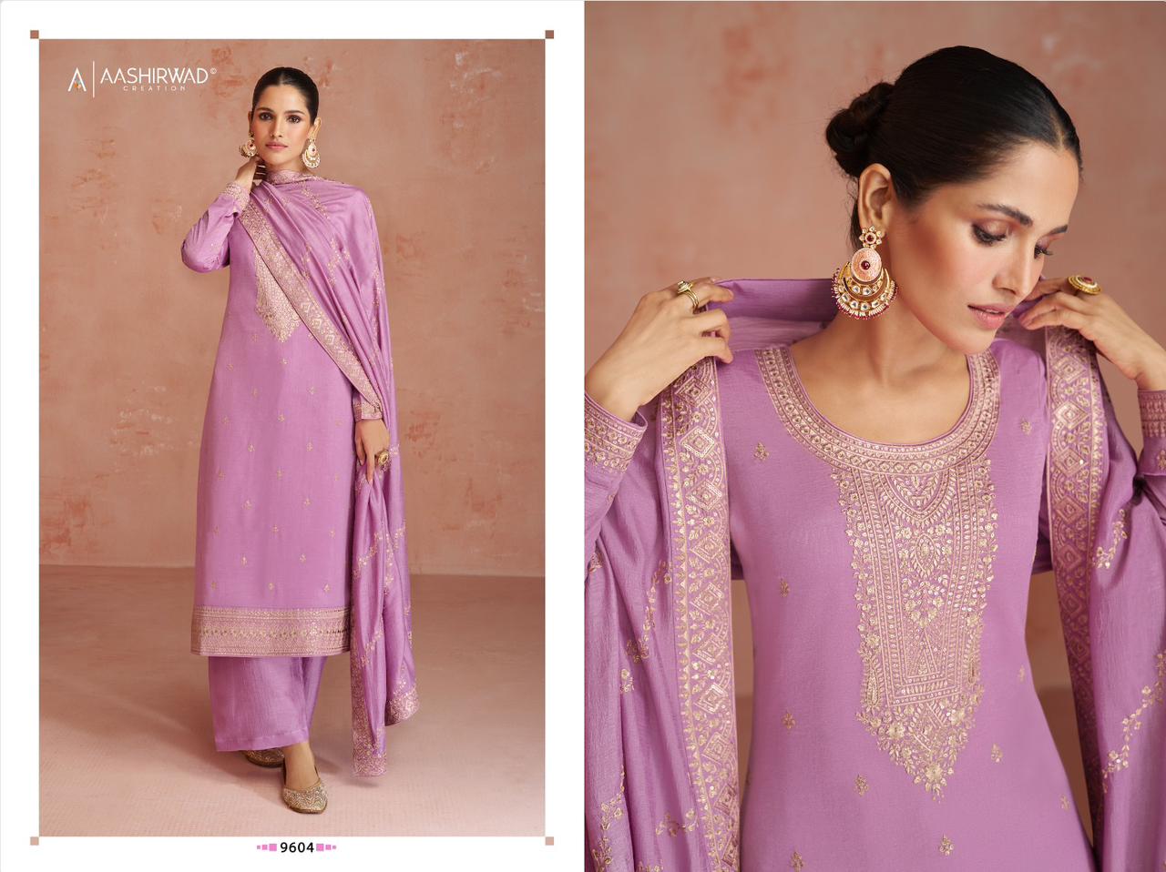 Aashirwad Creation Coco Silk Heavy Embroidery Work Fancy Designer Partywear Salwar Kameez