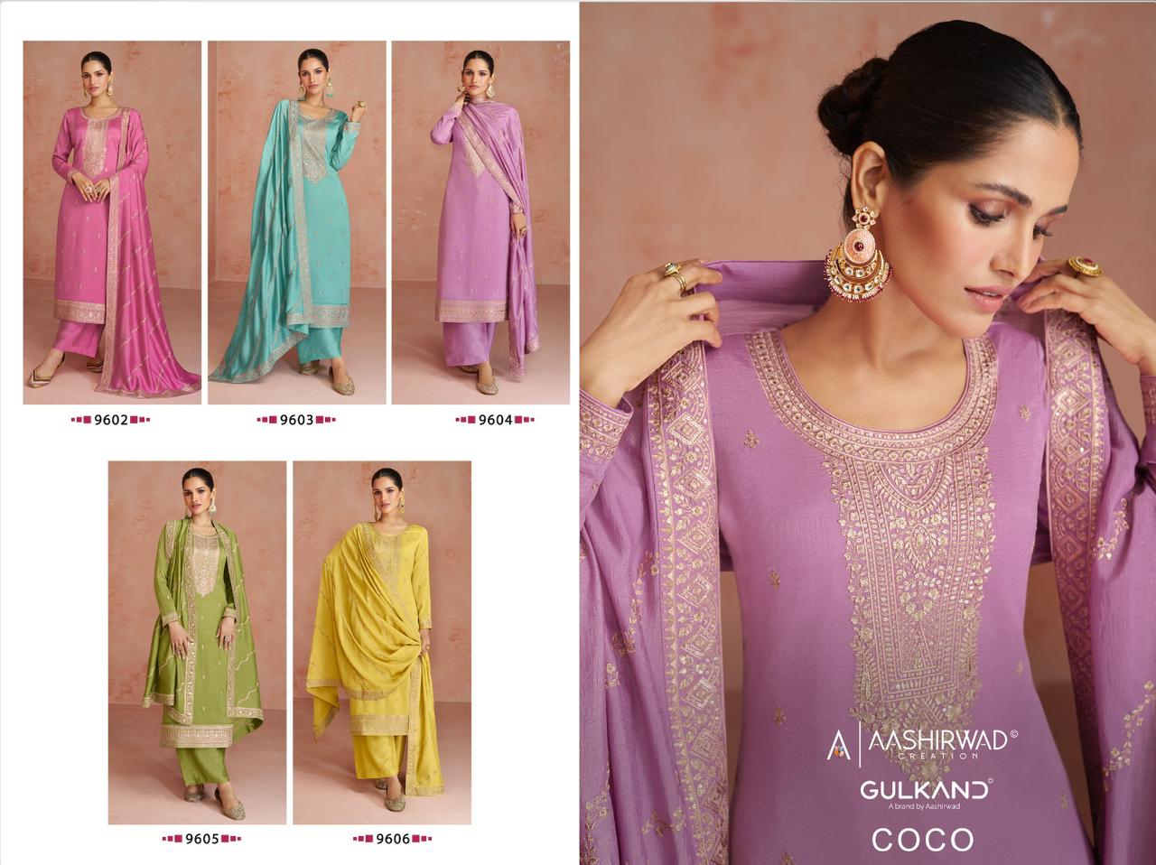 Aashirwad Creation Coco Silk Heavy Embroidery Work Fancy Designer Partywear Salwar Kameez