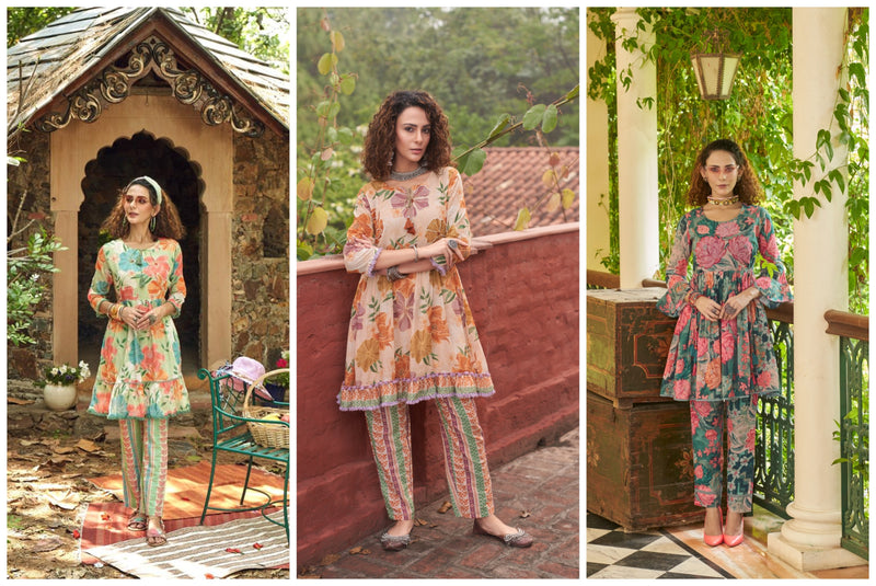 Psyna Presents Cord Set Cotton Fancy Designer Partywear Kurti