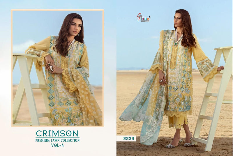 Shree Fabs Crimson Premium Lawn Collection Vol 4 Cotton Embroidered Party Wear Suits