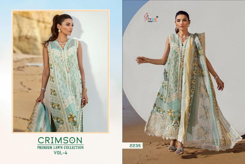 Shree Fabs Crimson Premium Lawn Collection Vol 4 Cotton Embroidered Party Wear Suits