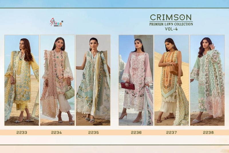 Shree Fabs Crimson Premium Lawn Collection Vol 4 Cotton Embroidered Party Wear Suits