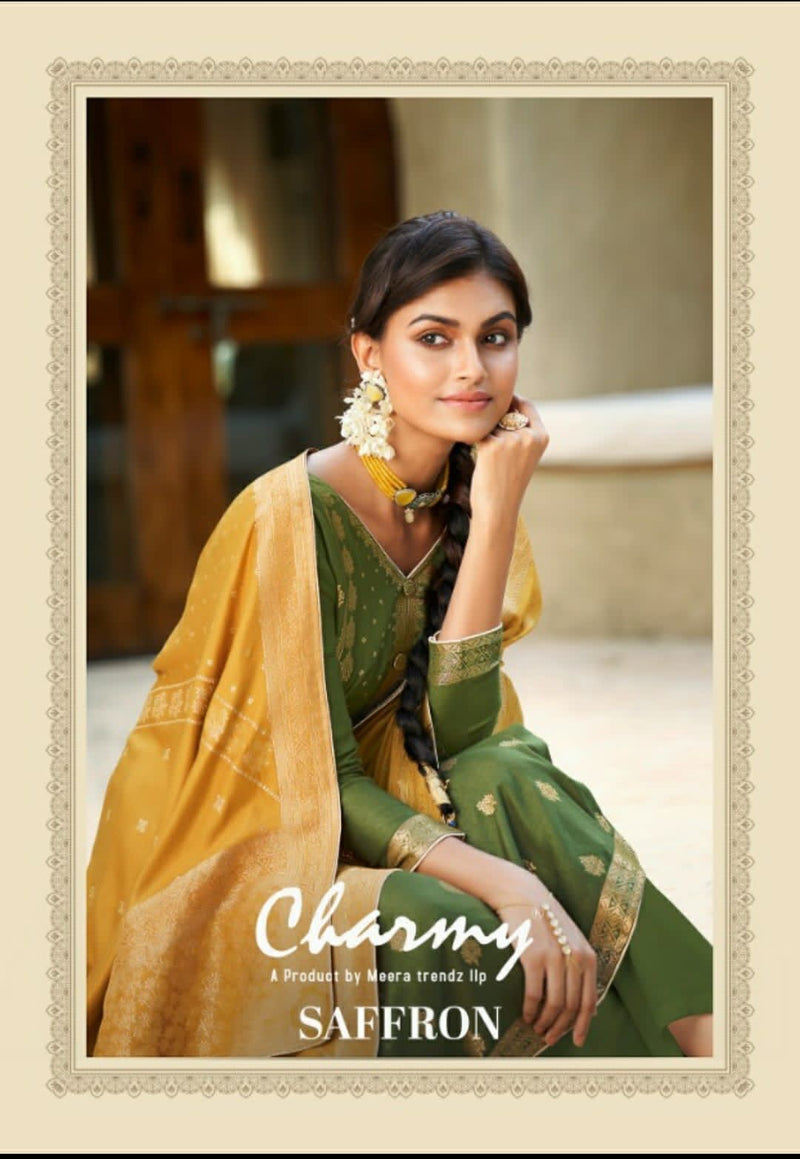 Charmy Fashion Saffron PAshmina Jacquard Salwar Suit