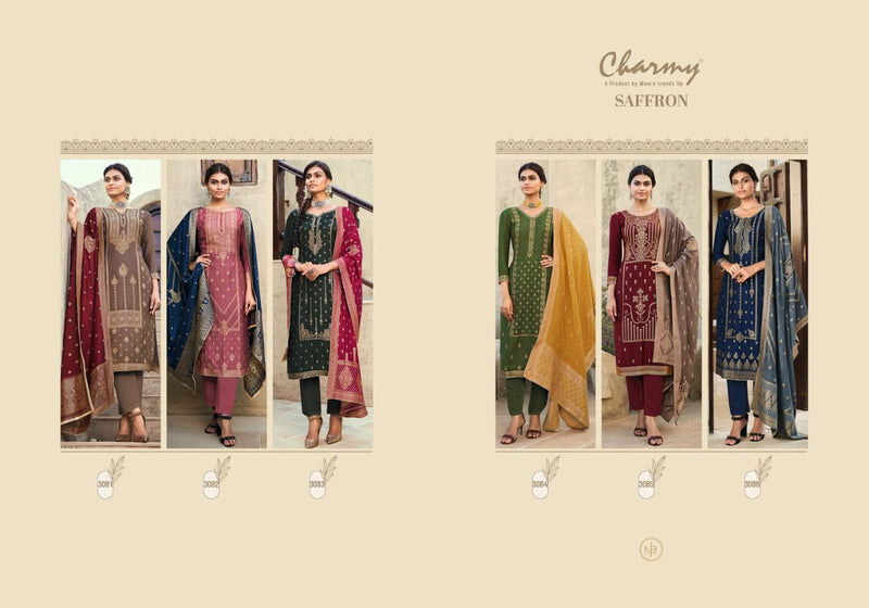 Charmy Fashion Saffron PAshmina Jacquard Salwar Suit