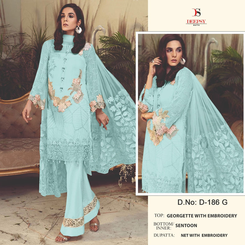 Deepsy Suit Dno 186 Georgette With heavy Embroidery Work Stylish Designer Party Wear Salwar Kameez