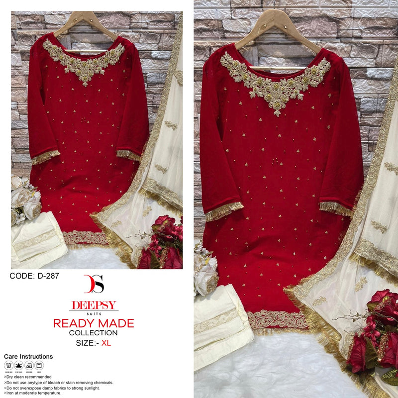 Deepsy Suit Dno 287 Ready Made Collection Georgette With Heavy Embroidery Work Stylish Designer Pret Kurti