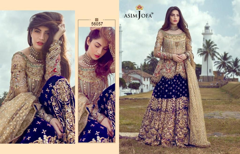 Asim Jofa D No 56057 A B C D Butterfly Net Party Wear Salwar Suit