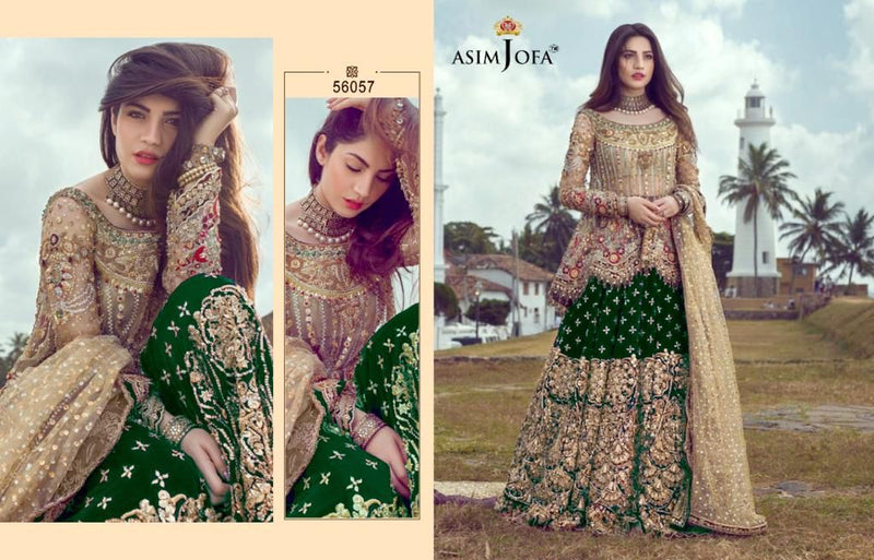 Asim Jofa D No 56057 A B C D Butterfly Net Party Wear Salwar Suit