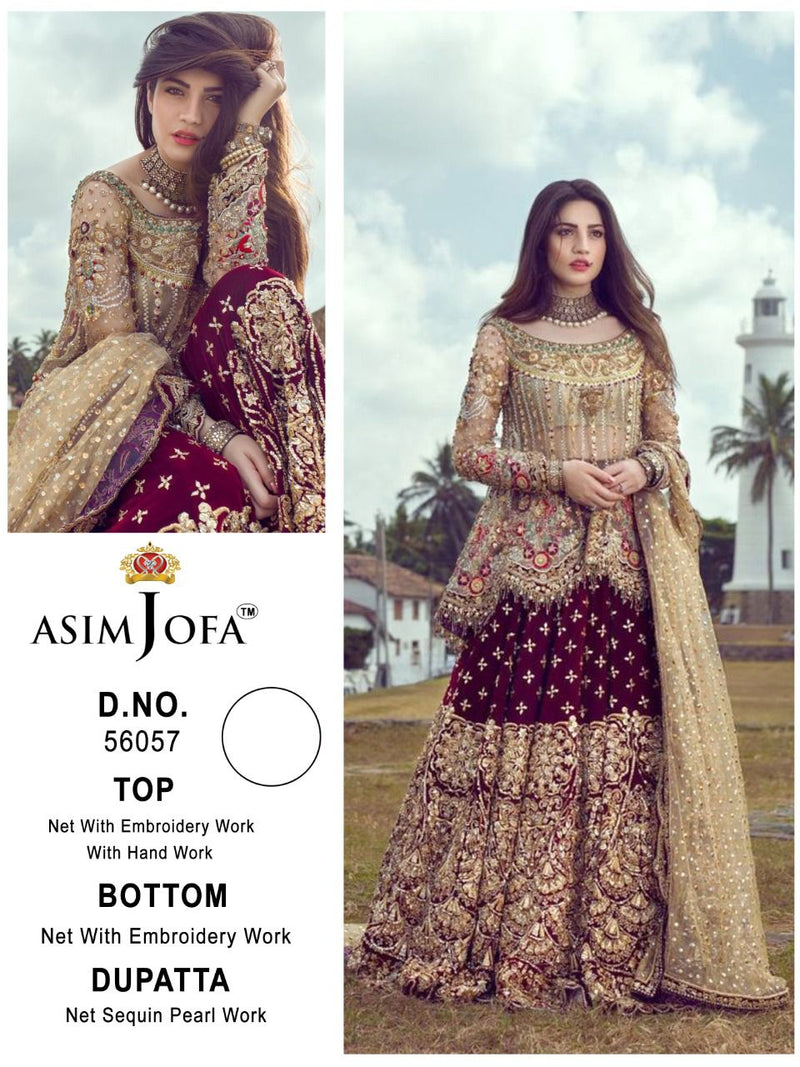 Asim Jofa D No 56057 A B C D Butterfly Net Party Wear Salwar Suit