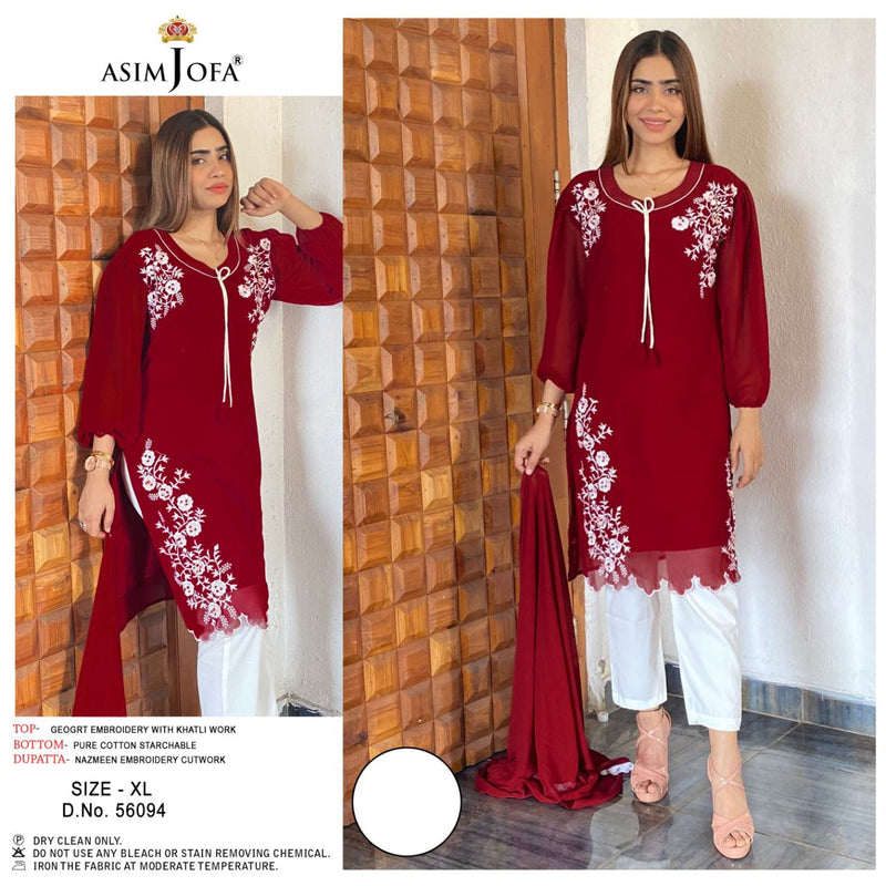 Asim Jofa Dno 56094 Georgette With Beautiful Fancy Work Stylish Designer Party Wear Fancy Kurti