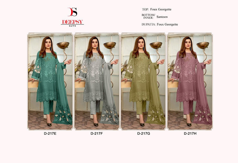 Deepsy Suit Dno 217 E-H Georgette With Fancy Embroidery Work Stylish Designer Pakistani Salwar Kameez