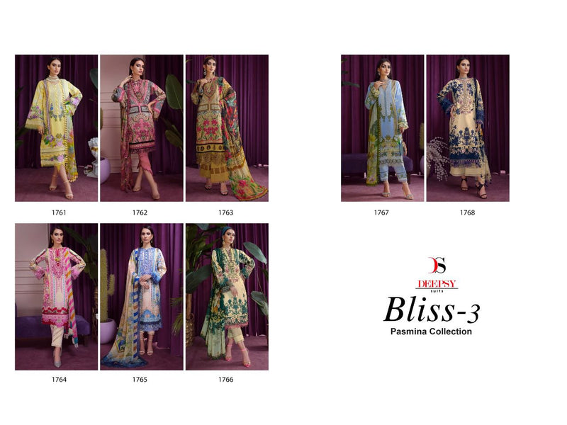 Deepsy Suit Bliss Lawn 22 Vol 3 Pashmina With Heavy Embroidery Work Stylish Designer Pakistani Salwar Kameez