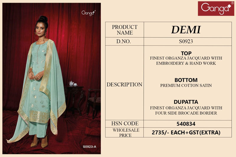 Ganga Demi Organza Embroidered Party Wear Salwar Kameez