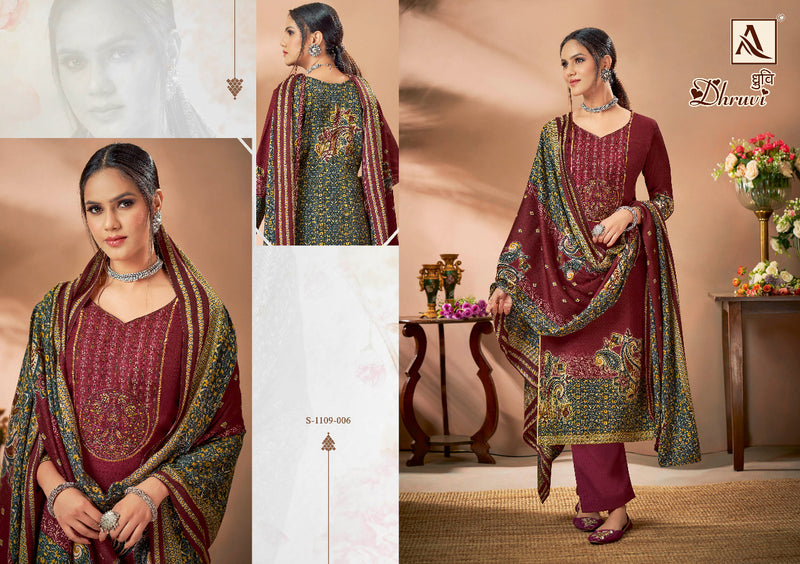 Alok Suit Dhruvi Pashmina Fancy With Heavy Embroidery Work Stylish Designer Casual Wear Salwar Kameez