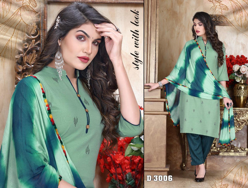 Riyaa Diamond Vol 1 Cotton Casual Wear Kurtis With Bottom & Dupatta