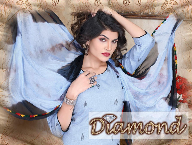 Riyaa Diamond Vol 1 Cotton Casual Wear Kurtis With Bottom & Dupatta