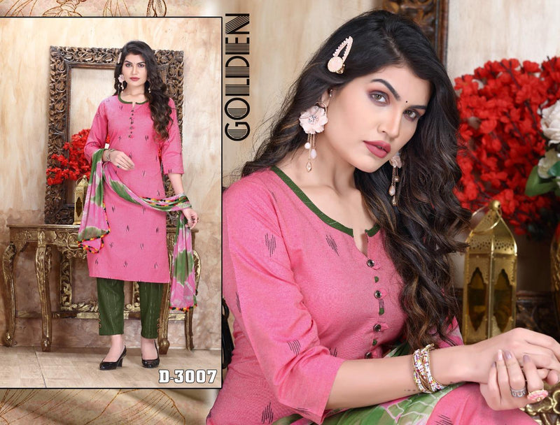 Riyaa Diamond Vol 1 Cotton Casual Wear Kurtis With Bottom & Dupatta