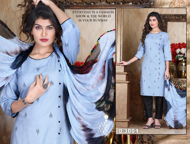 Riyaa Diamond Vol 1 Cotton Casual Wear Kurtis With Bottom & Dupatta