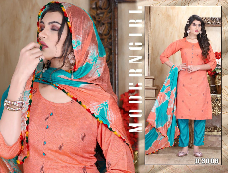 Riyaa Diamond Vol 1 Cotton Casual Wear Kurtis With Bottom & Dupatta