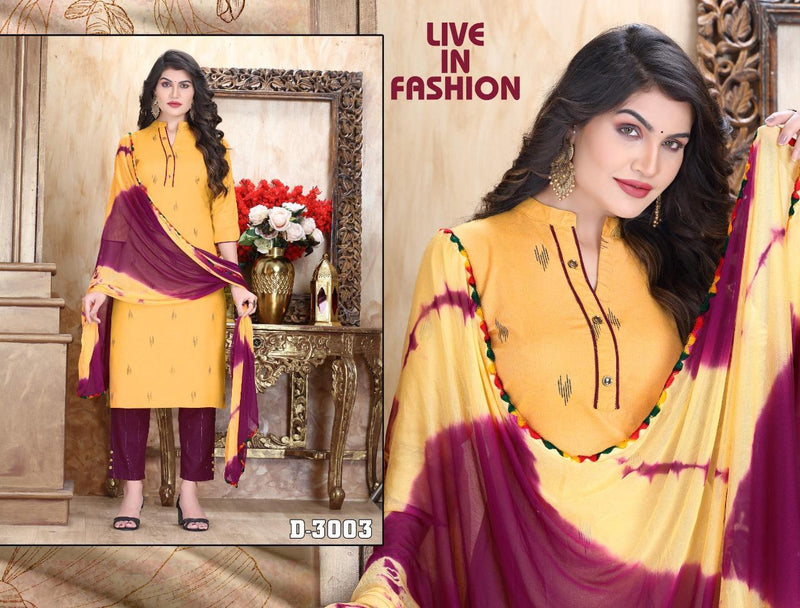 Riyaa Diamond Vol 1 Cotton Casual Wear Kurtis With Bottom & Dupatta