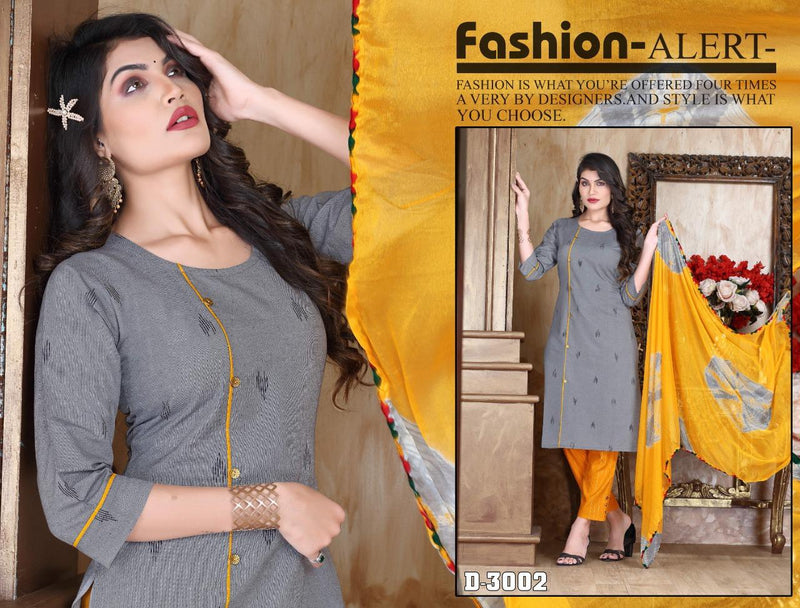 Riyaa Diamond Vol 1 Cotton Casual Wear Kurtis With Bottom & Dupatta