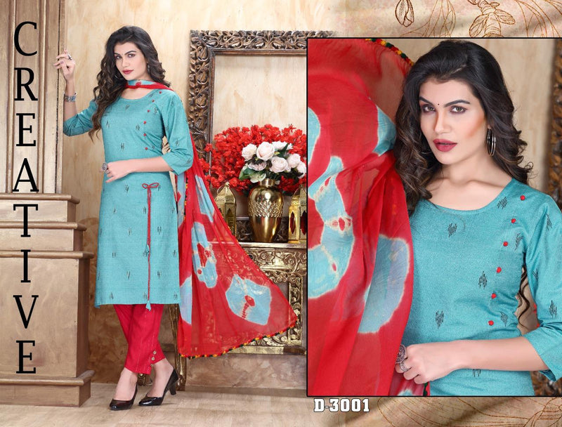 Riyaa Diamond Vol 1 Cotton Casual Wear Kurtis With Bottom & Dupatta