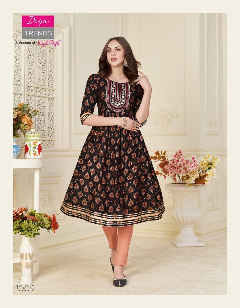 Diya Trends Samora Vol 1 Chanderi Silk Fancy Party Wear Kurtis With Bottom