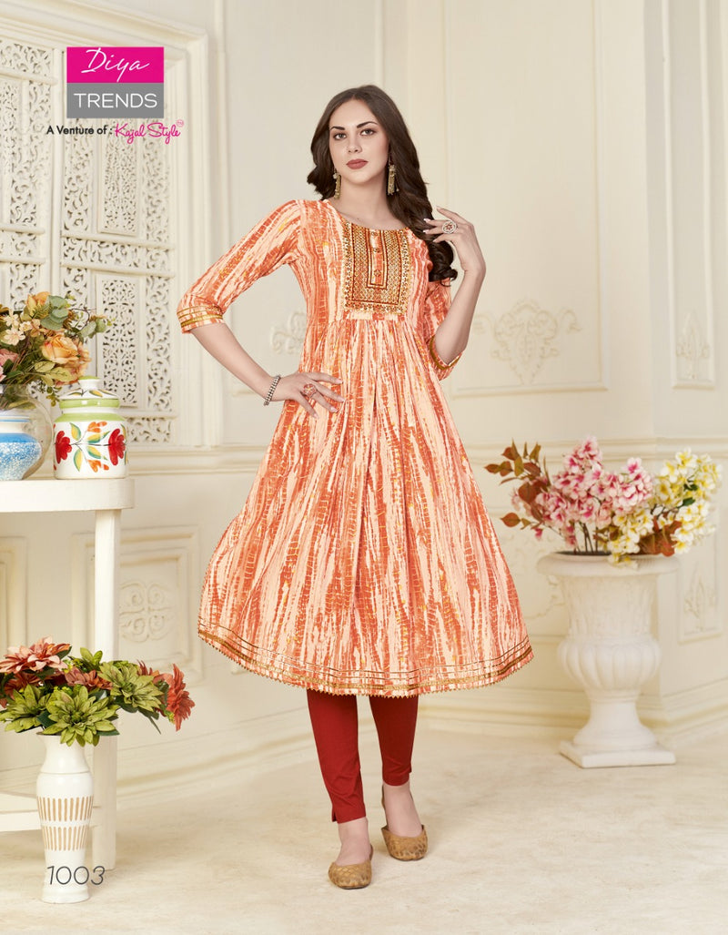 Diya Trends Samora Vol 1 Chanderi Silk Fancy Party Wear Kurtis With Bottom