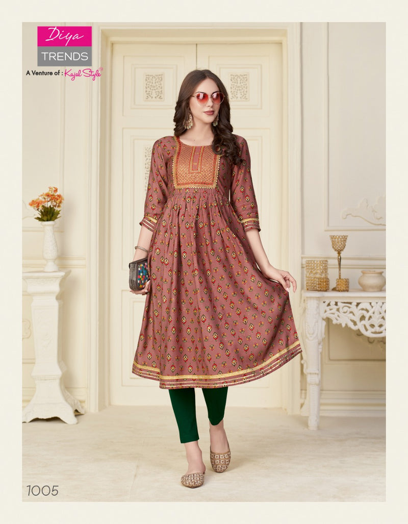 Diya Trends Samora Vol 1 Chanderi Silk Fancy Party Wear Kurtis With Bottom