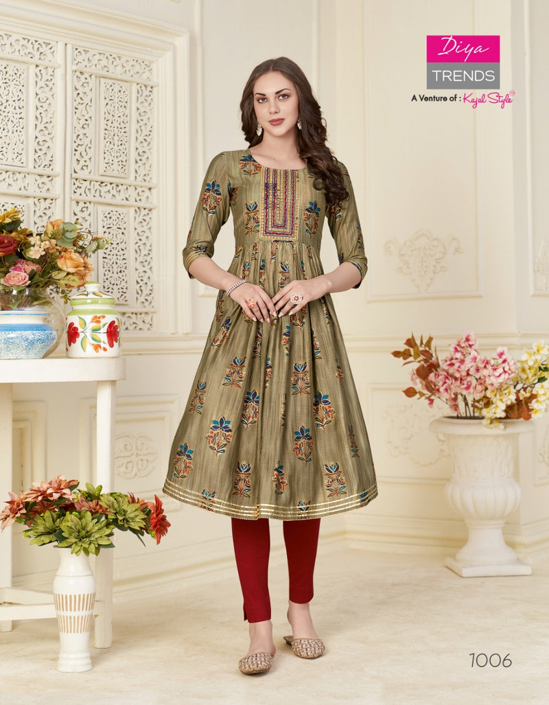 Diya Trends Samora Vol 1 Chanderi Silk Fancy Party Wear Kurtis With Bottom