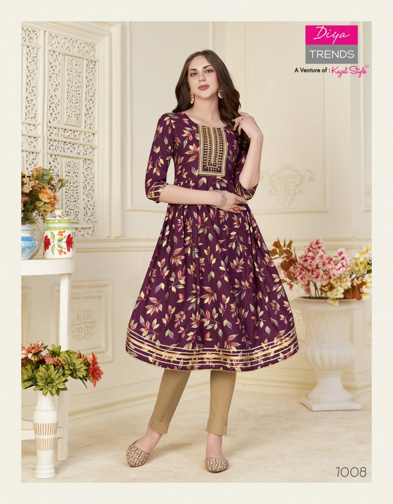 Diya Trends Samora Vol 1 Chanderi Silk Fancy Party Wear Kurtis With Bottom