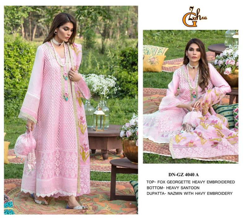 G Zahra DNO GZ 4040 Fox Georgette Designer Pakistani Style Wedding Wear Salwar Suits