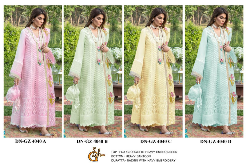 G Zahra DNO GZ 4040 Fox Georgette Designer Pakistani Style Wedding Wear Salwar Suits